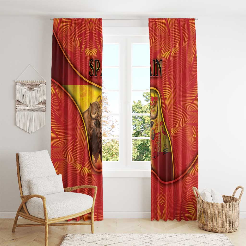 Spain Window Curtain The Spanish Fighting Bull With Coat Of Arms - Wonder Print Shop
