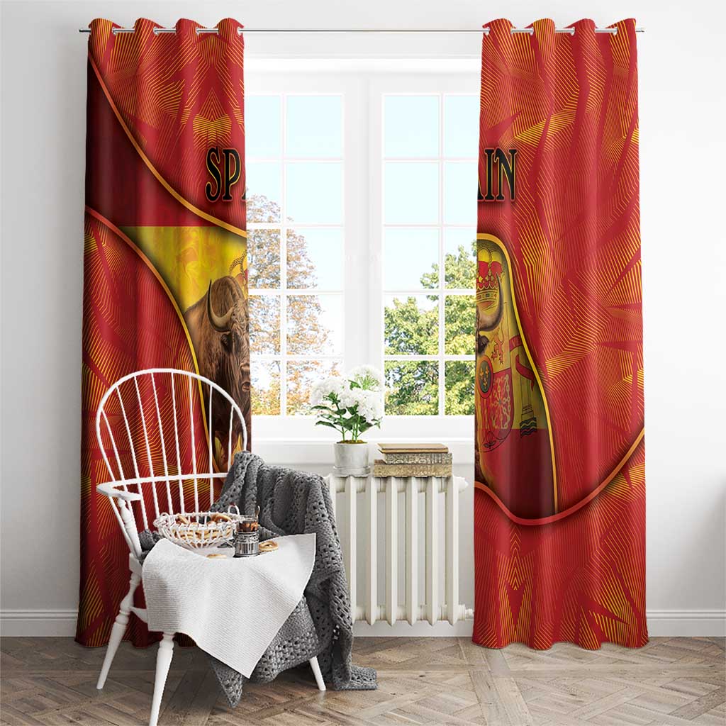 Spain Window Curtain The Spanish Fighting Bull With Coat Of Arms - Wonder Print Shop
