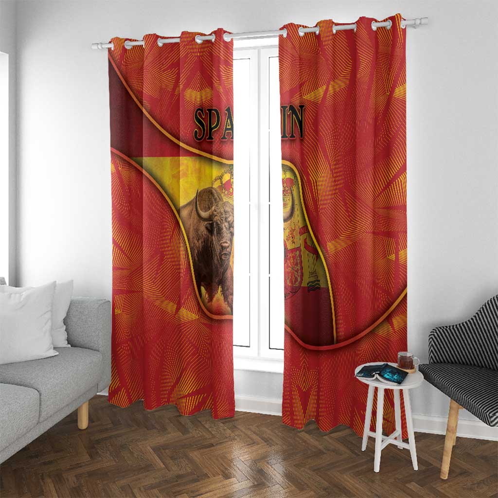 Spain Window Curtain The Spanish Fighting Bull With Coat Of Arms - Wonder Print Shop