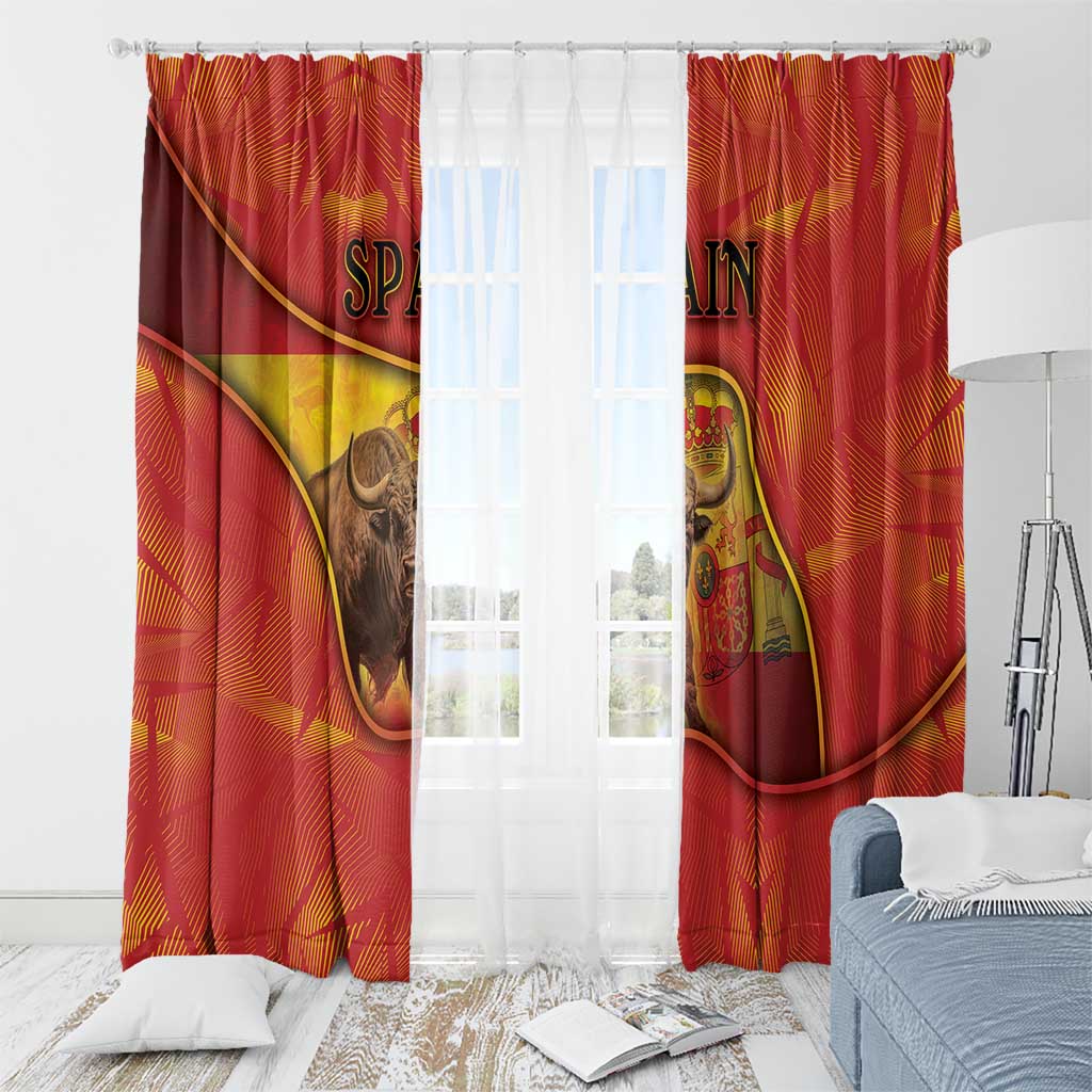 Spain Window Curtain The Spanish Fighting Bull With Coat Of Arms - Wonder Print Shop