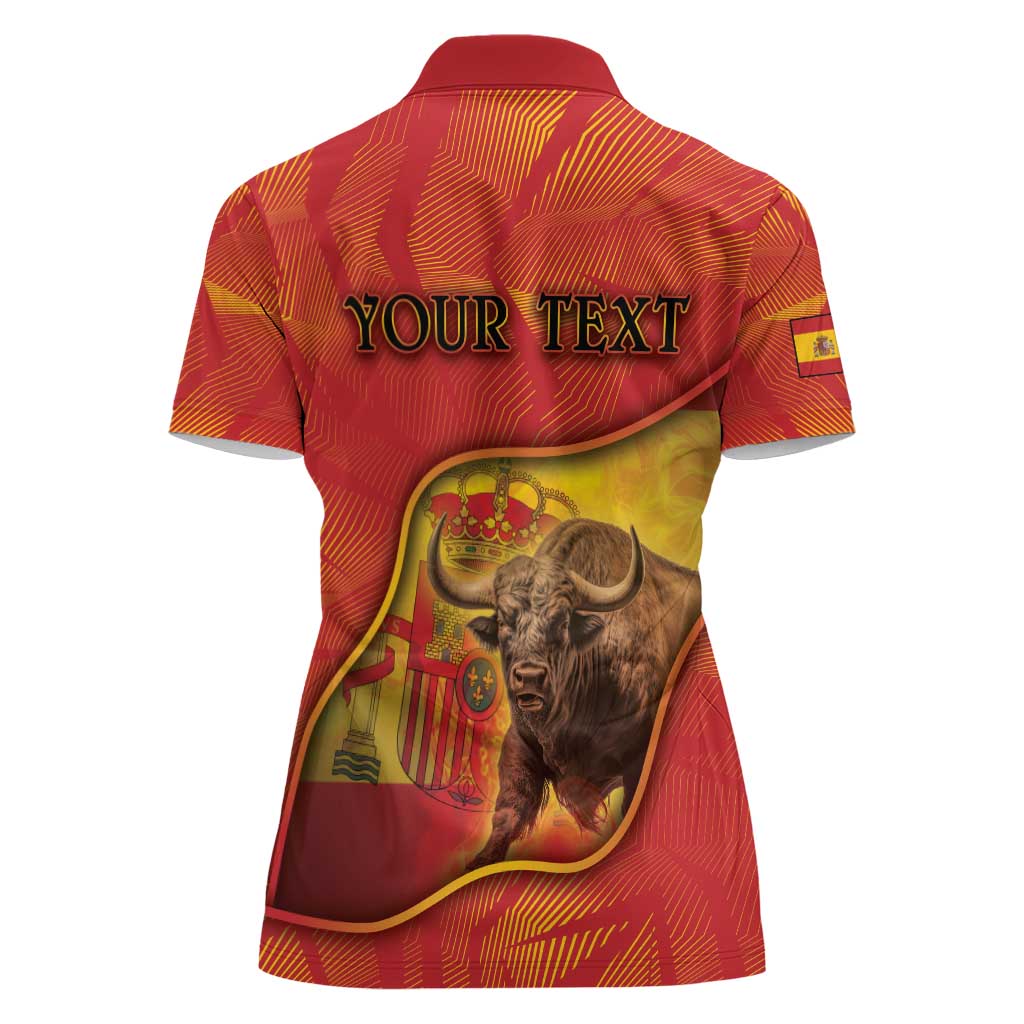 Personalized Spain Women Polo Shirt The Spanish Fighting Bull With Coat Of Arms - Wonder Print Shop