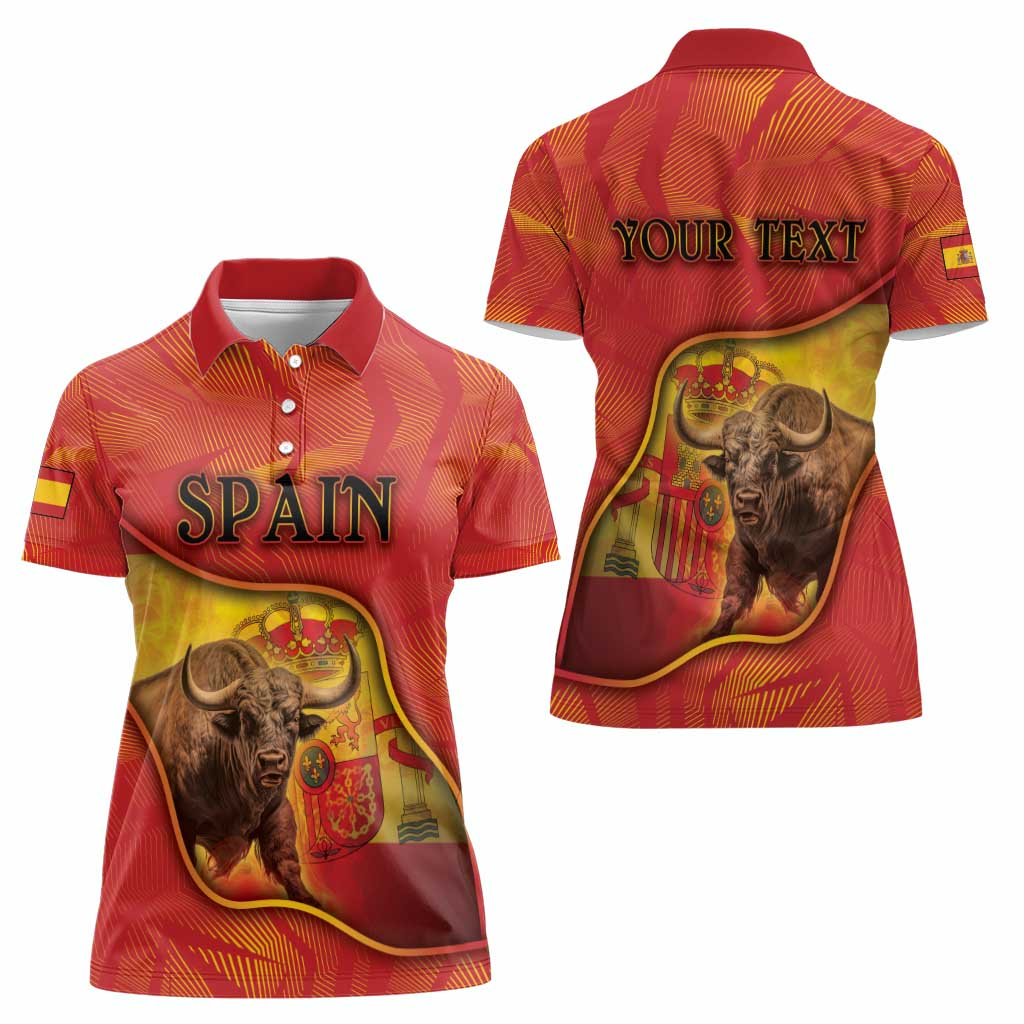 Personalized Spain Women Polo Shirt The Spanish Fighting Bull With Coat Of Arms - Wonder Print Shop