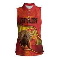 Personalized Spain Women Sleeveless Polo Shirt The Spanish Fighting Bull With Coat Of Arms - Wonder Print Shop