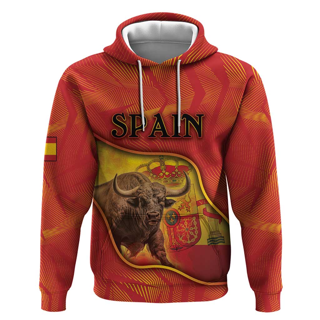 Personalized Spain Zip Hoodie The Spanish Fighting Bull With Coat Of Arms - Wonder Print Shop