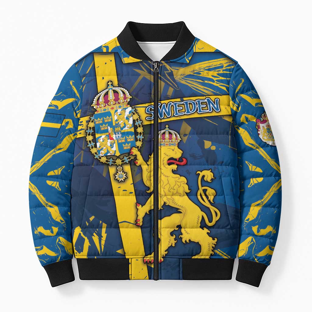 Personalized Sweden Bomber Puffer Jacket Coat Of Arms Unique Style - Wonder Print Shop