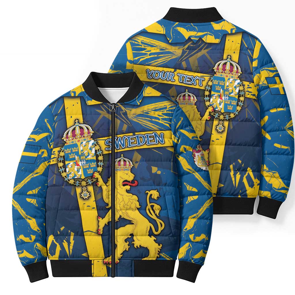 Personalized Sweden Bomber Puffer Jacket Coat Of Arms Unique Style - Wonder Print Shop