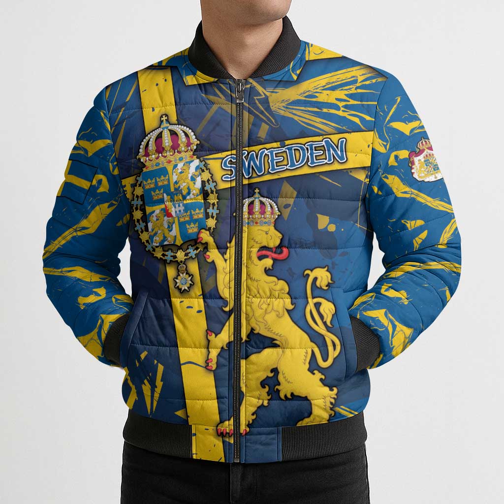 Personalized Sweden Bomber Puffer Jacket Coat Of Arms Unique Style - Wonder Print Shop