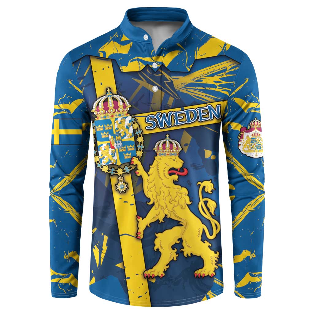 Personalized Sweden Button Sweatshirt Coat Of Arms Unique Style - Wonder Print Shop