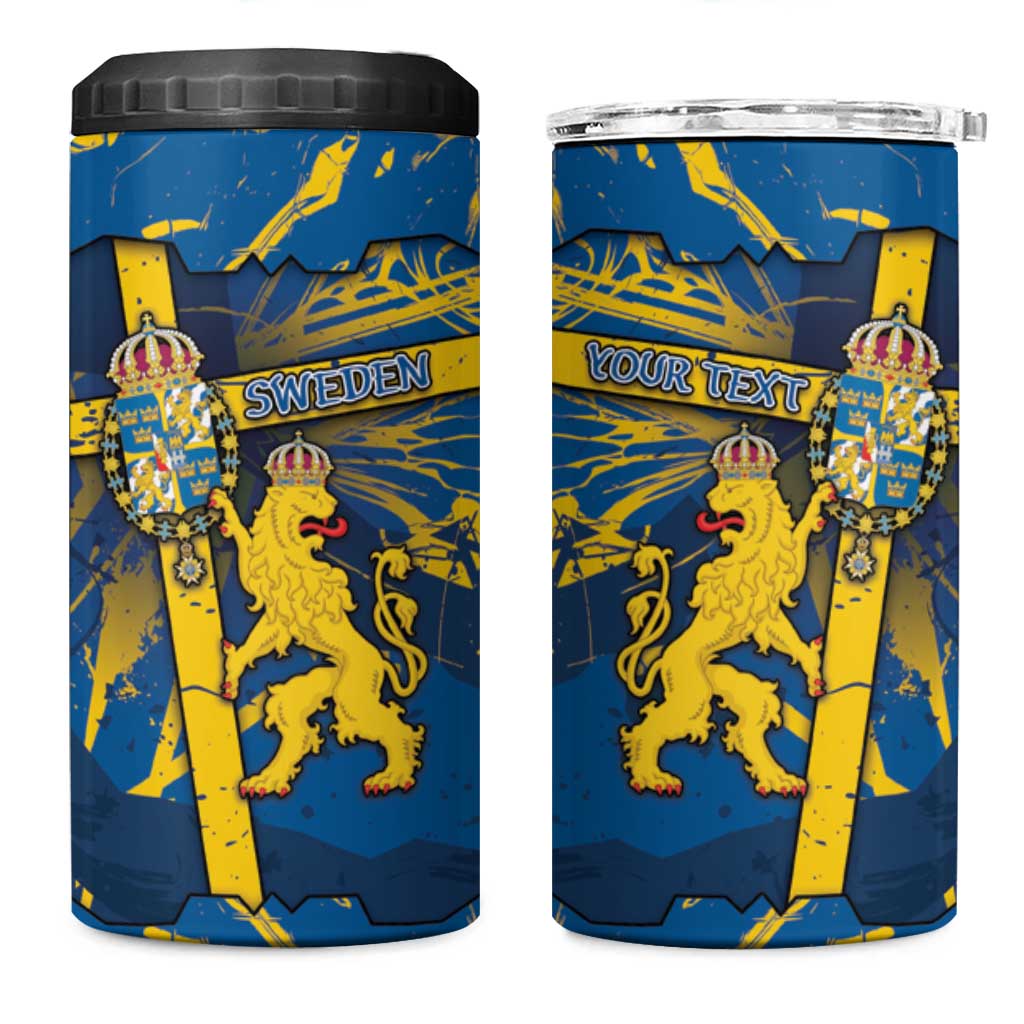 Personalized Sweden 4 in 1 Can Cooler Tumbler Coat Of Arms Unique Style - Wonder Print Shop