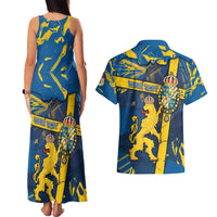 Personalized Sweden Couples Matching Tank Maxi Dress and Hawaiian Shirt Coat Of Arms Unique Style - Wonder Print Shop