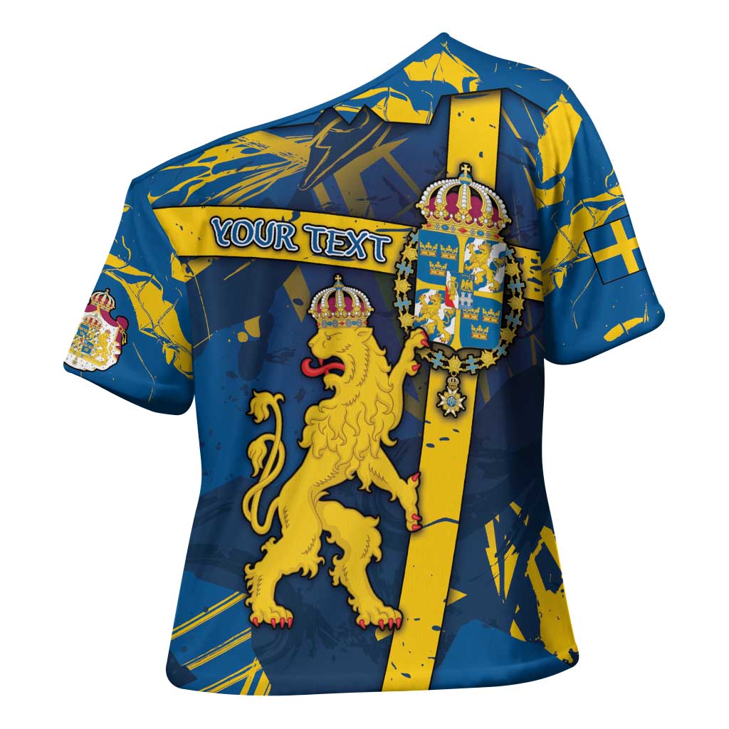 Personalized Sweden Cross Shoulder Shirt Coat Of Arms Unique Style - Wonder Print Shop