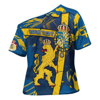 Personalized Sweden Cross Shoulder Shirt Coat Of Arms Unique Style - Wonder Print Shop