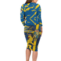Personalized Sweden Family Matching Long Sleeve Bodycon Dress and Hawaiian Shirt Coat Of Arms Unique Style - Wonder Print Shop