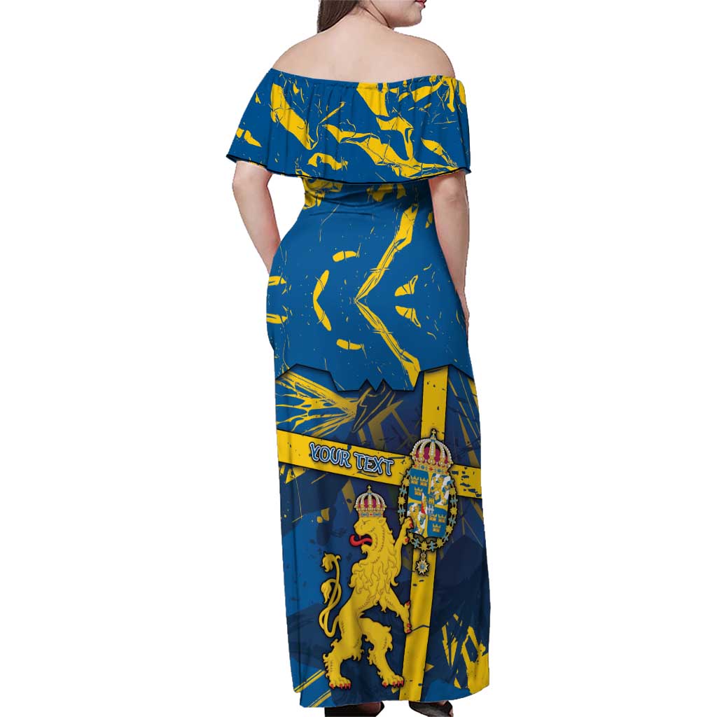 Personalized Sweden Family Matching Off Shoulder Maxi Dress and Hawaiian Shirt Coat Of Arms Unique Style - Wonder Print Shop