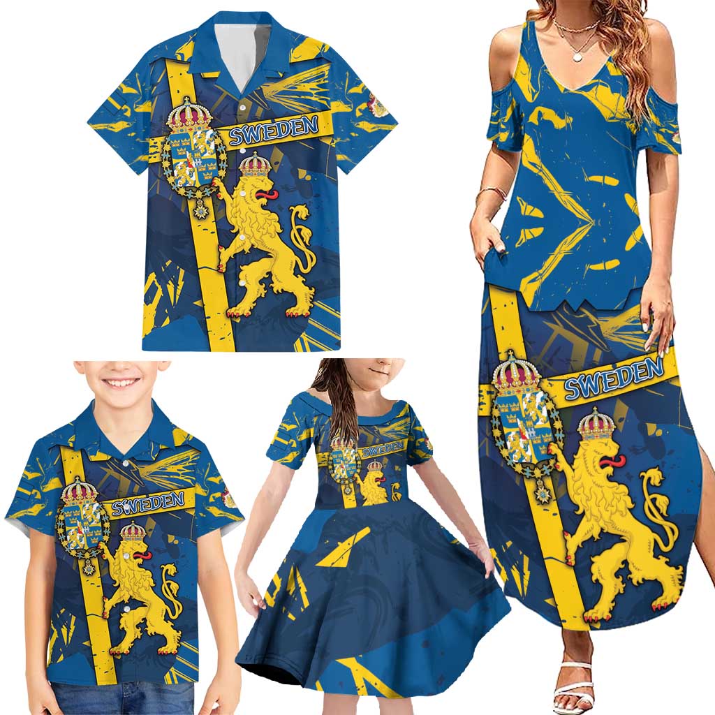 Personalized Sweden Family Matching Summer Maxi Dress and Hawaiian Shirt Coat Of Arms Unique Style - Wonder Print Shop