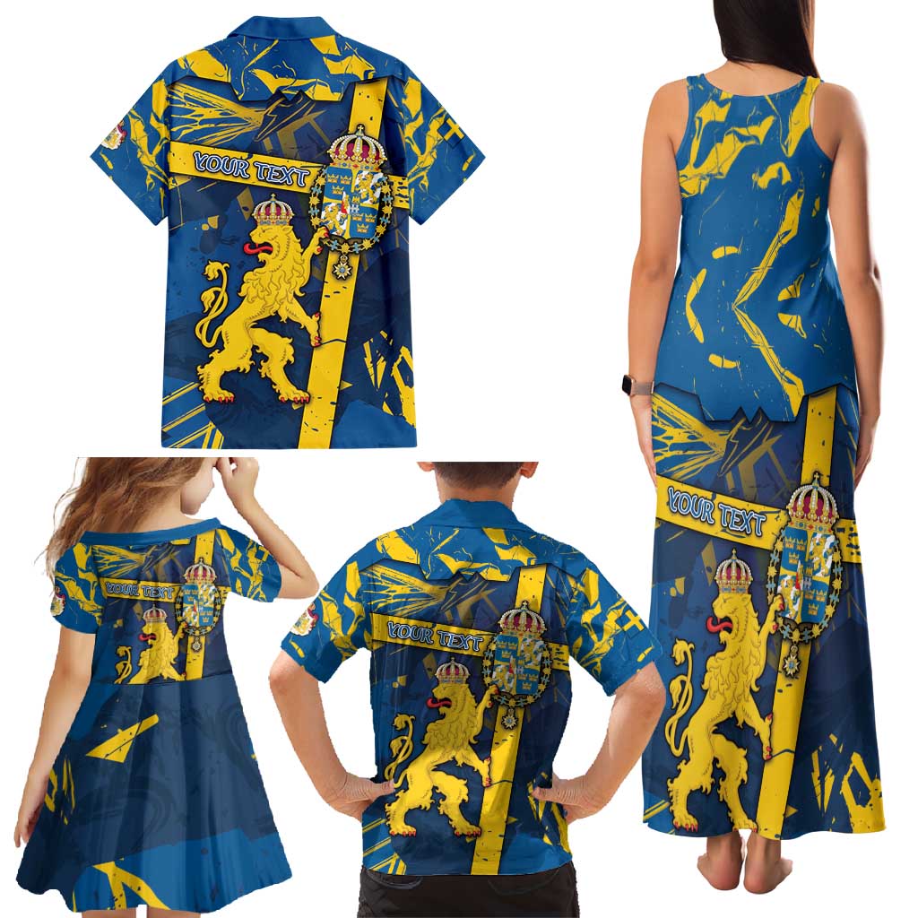 Personalized Sweden Family Matching Tank Maxi Dress and Hawaiian Shirt Coat Of Arms Unique Style - Wonder Print Shop