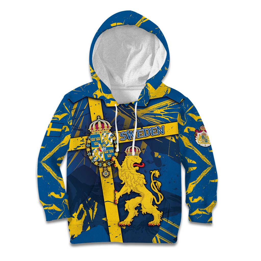 Personalized Sweden Kid Hoodie Coat Of Arms Unique Style - Wonder Print Shop