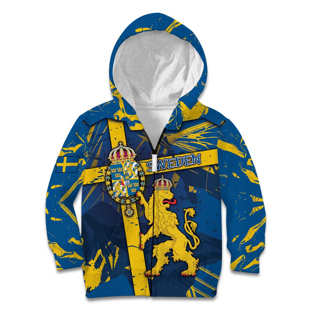 Personalized Sweden Kid Hoodie Coat Of Arms Unique Style - Wonder Print Shop