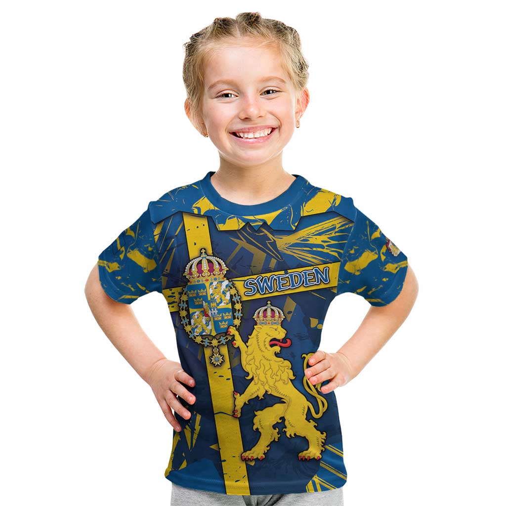 Personalized Sweden Kid T Shirt Coat Of Arms Unique Style - Wonder Print Shop