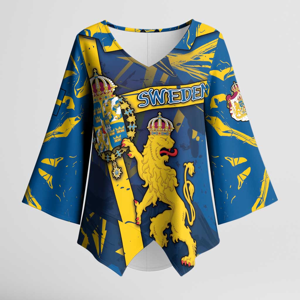 Personalized Sweden Kimono Sleeve Blouse Coat Of Arms Unique Style - Wonder Print Shop