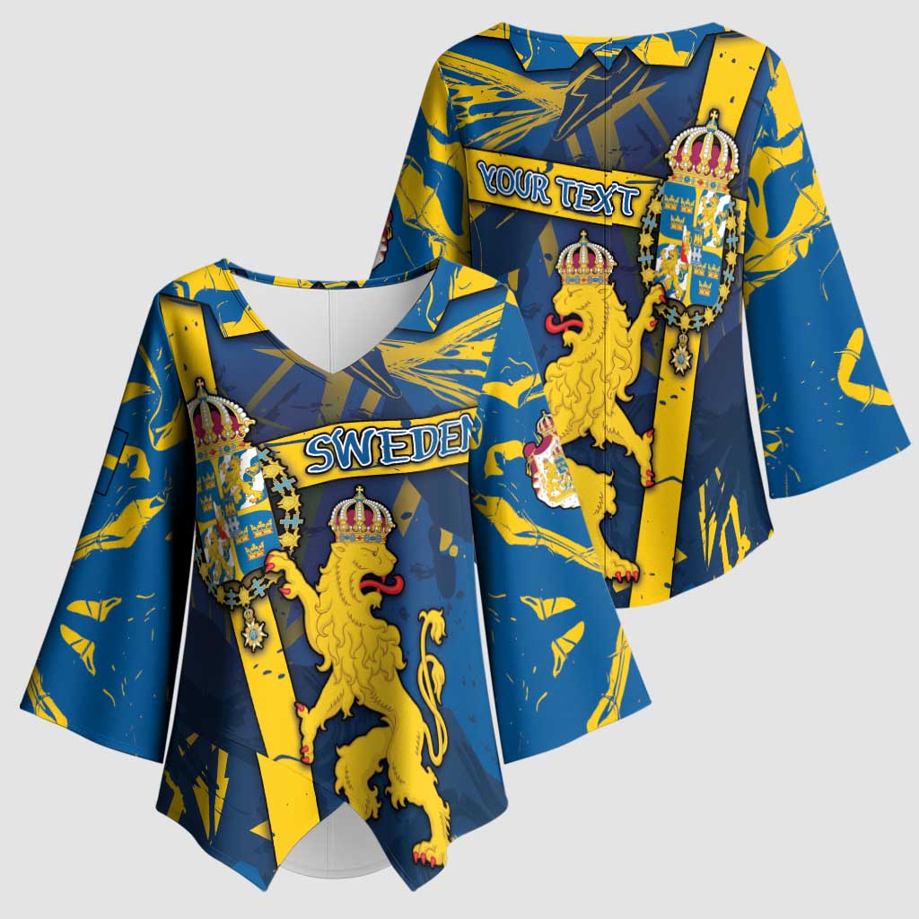 Personalized Sweden Kimono Sleeve Blouse Coat Of Arms Unique Style - Wonder Print Shop