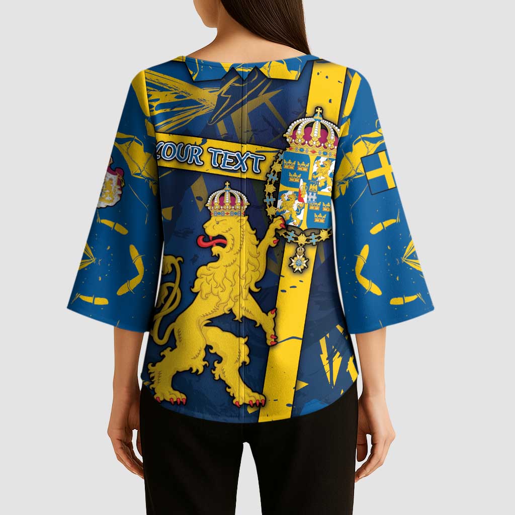 Personalized Sweden Kimono Sleeve Blouse Coat Of Arms Unique Style - Wonder Print Shop