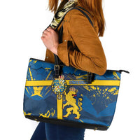 Sweden Leather Tote Bag Coat Of Arms Unique Style - Wonder Print Shop