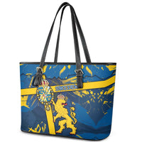Sweden Leather Tote Bag Coat Of Arms Unique Style - Wonder Print Shop