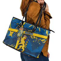 Sweden Leather Tote Bag Coat Of Arms Unique Style - Wonder Print Shop