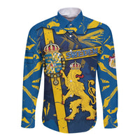 Personalized Sweden Long Sleeve Button Shirt Coat Of Arms Unique Style - Wonder Print Shop