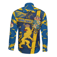 Personalized Sweden Long Sleeve Button Shirt Coat Of Arms Unique Style - Wonder Print Shop