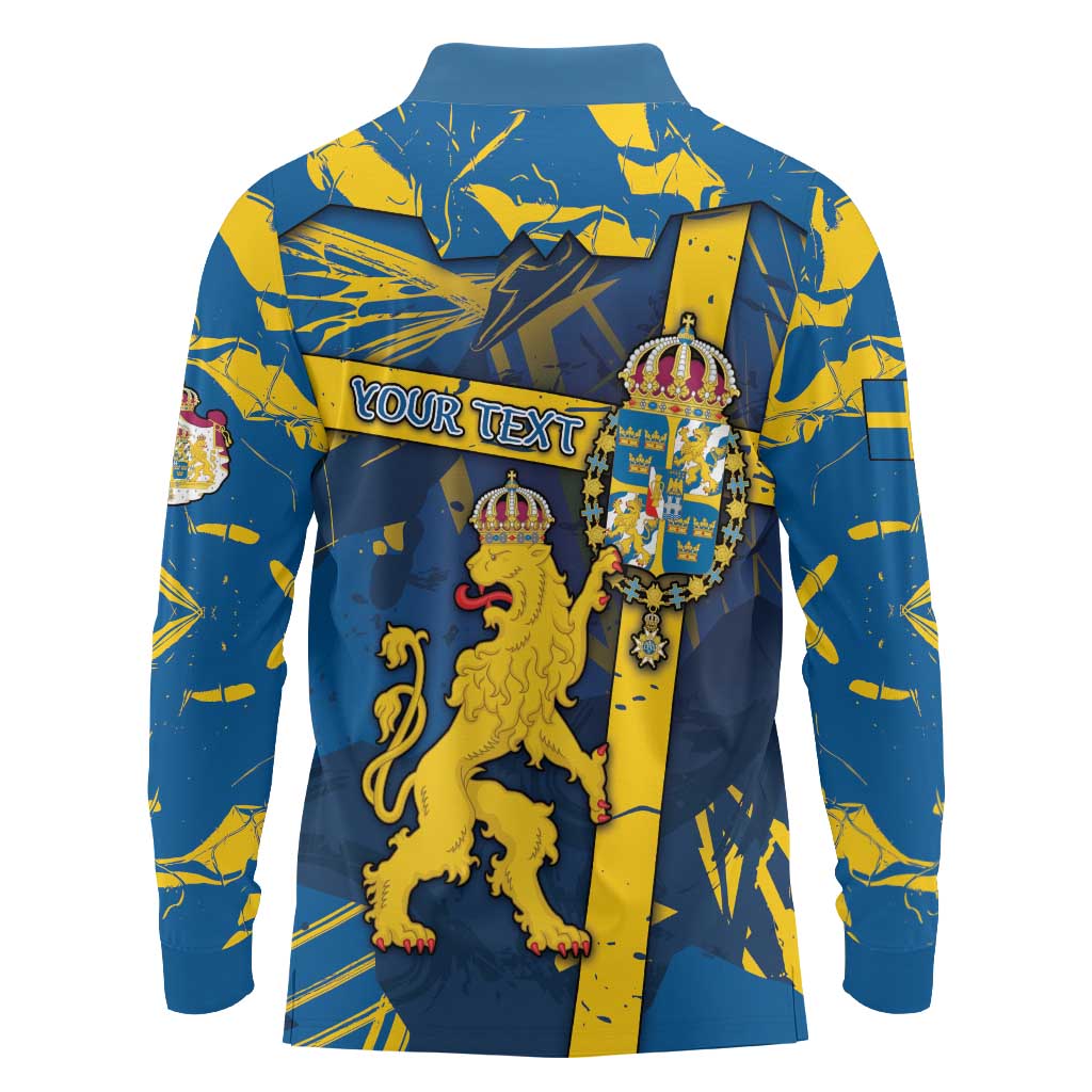 Personalized Sweden Long Sleeve Polo Shirt Coat Of Arms Unique Style - Wonder Print Shop