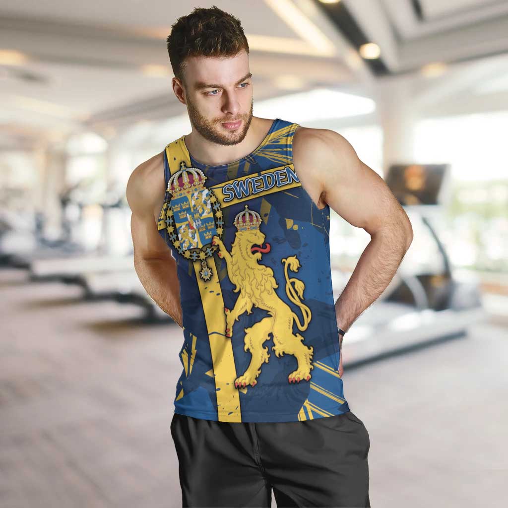 Personalized Sweden Men Tank Top Coat Of Arms Unique Style - Wonder Print Shop