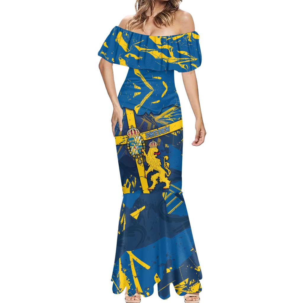 Personalized Sweden Mermaid Dress Coat Of Arms Unique Style - Wonder Print Shop