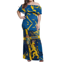 Personalized Sweden Off Shoulder Maxi Dress Coat Of Arms Unique Style - Wonder Print Shop