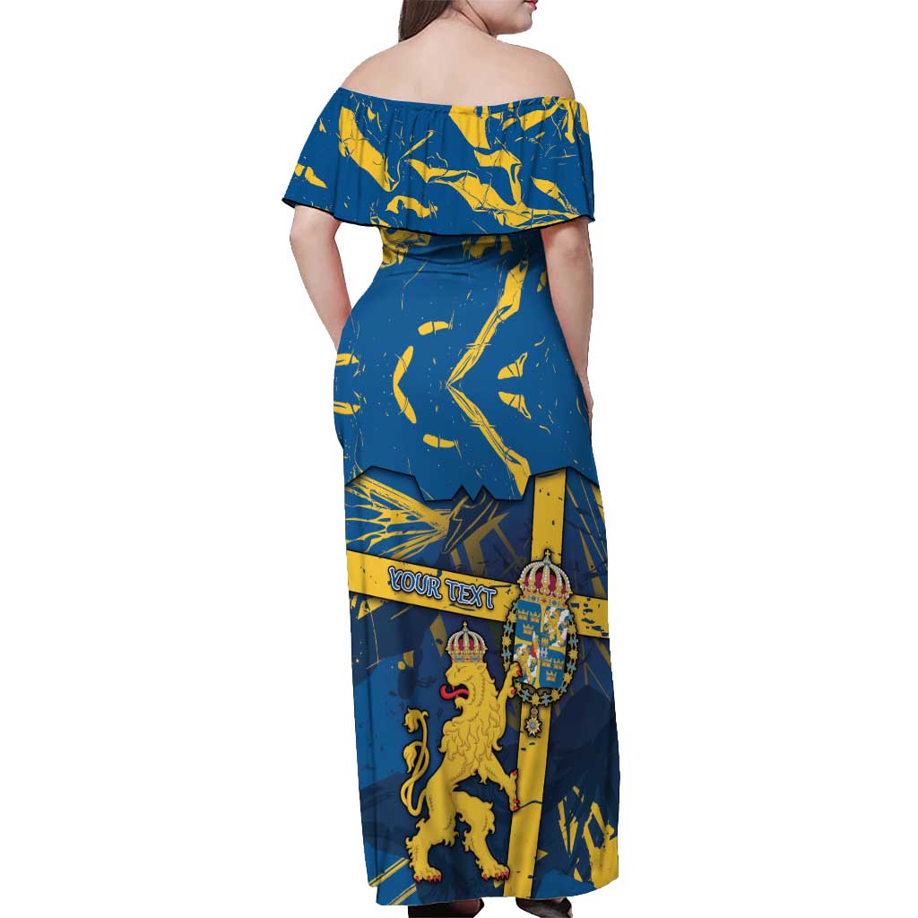 Personalized Sweden Off Shoulder Maxi Dress Coat Of Arms Unique Style - Wonder Print Shop