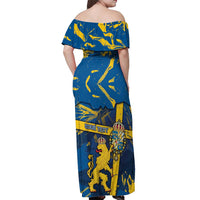 Personalized Sweden Off Shoulder Maxi Dress Coat Of Arms Unique Style - Wonder Print Shop