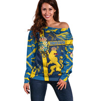 Personalized Sweden Off Shoulder Sweater Coat Of Arms Unique Style - Wonder Print Shop