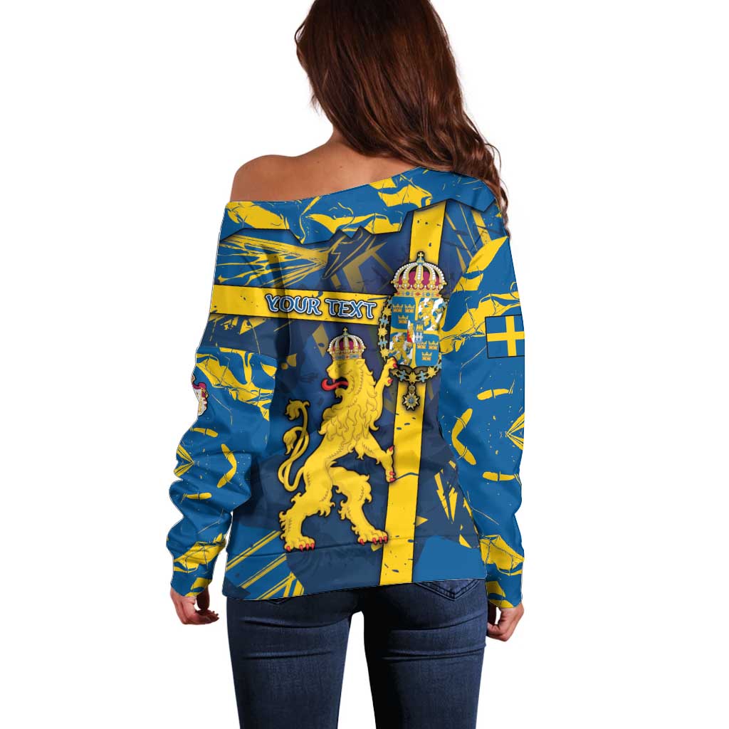 Personalized Sweden Off Shoulder Sweater Coat Of Arms Unique Style - Wonder Print Shop