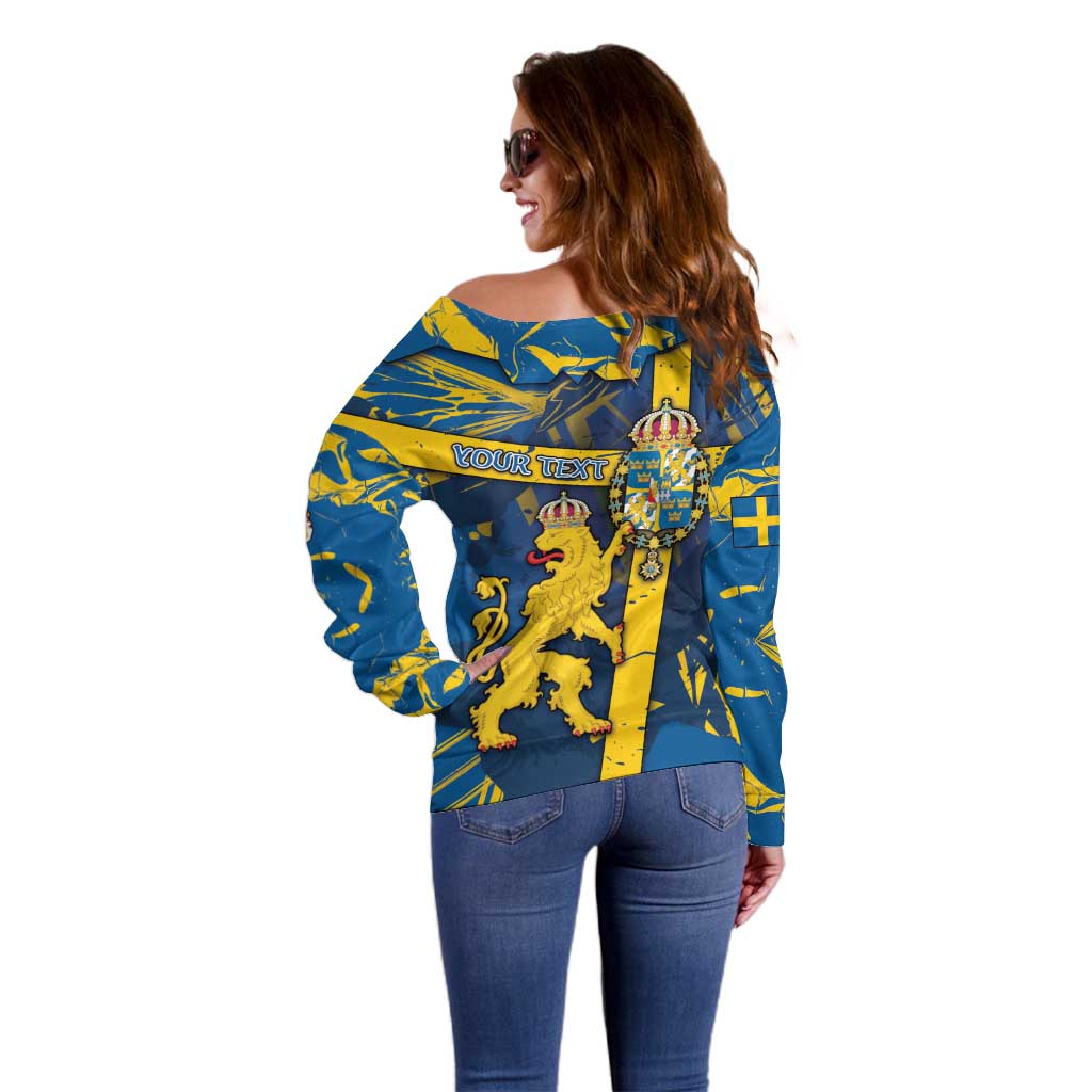 Personalized Sweden Off Shoulder Sweater Coat Of Arms Unique Style - Wonder Print Shop