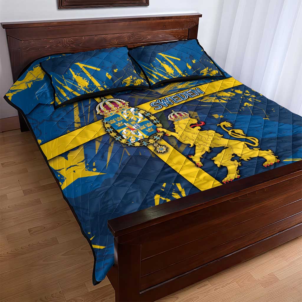 Sweden Quilt Bed Set Coat Of Arms Unique Style - Wonder Print Shop