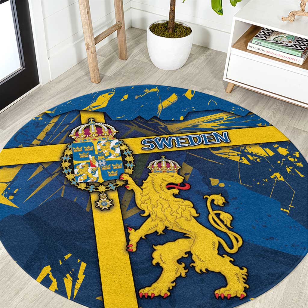 Sweden Round Carpet Coat Of Arms Unique Style - Wonder Print Shop