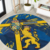 Sweden Round Carpet Coat Of Arms Unique Style - Wonder Print Shop