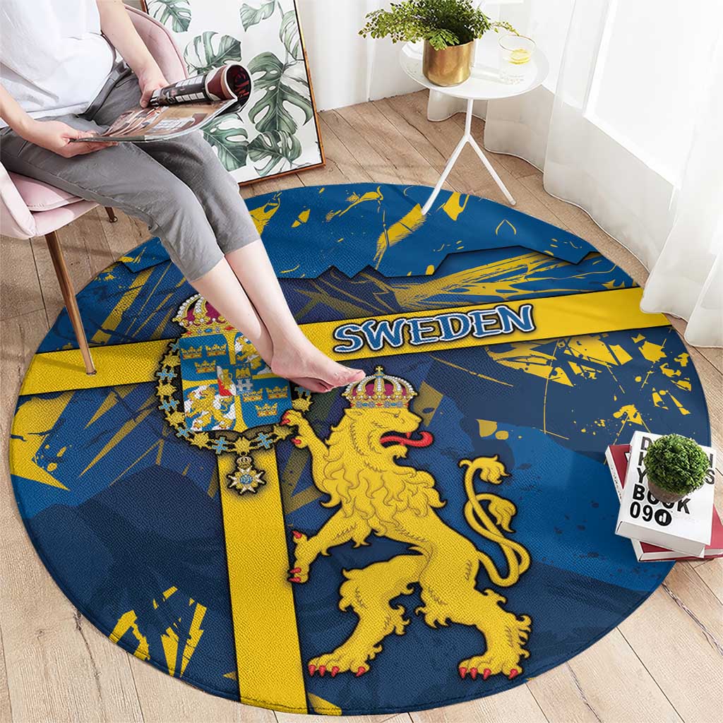 Sweden Round Carpet Coat Of Arms Unique Style - Wonder Print Shop