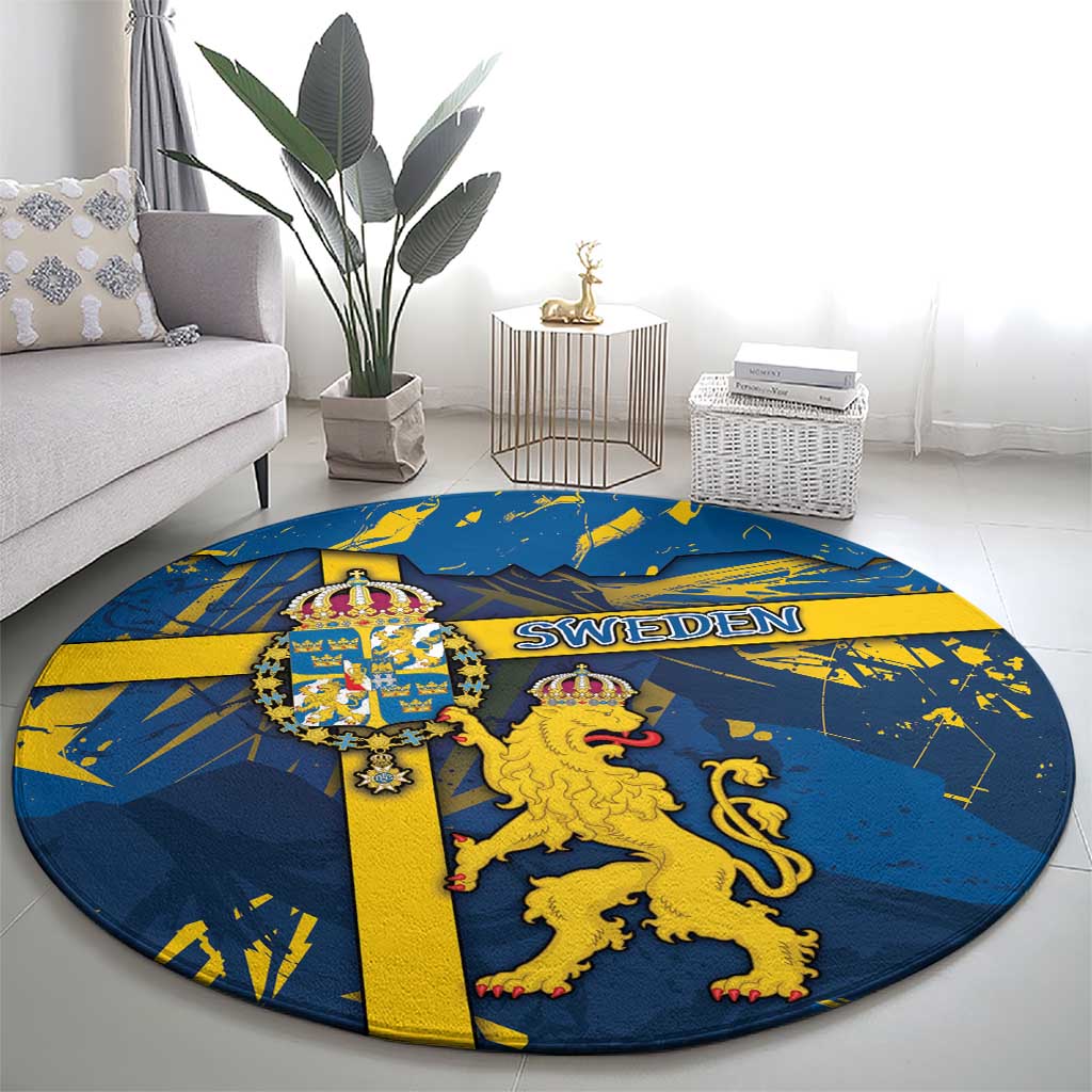 Sweden Round Carpet Coat Of Arms Unique Style - Wonder Print Shop