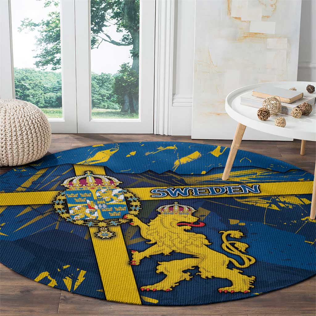 Sweden Round Carpet Coat Of Arms Unique Style - Wonder Print Shop
