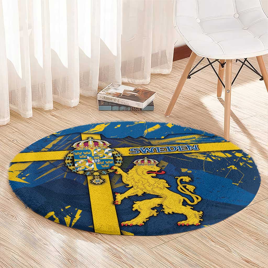 Sweden Round Carpet Coat Of Arms Unique Style - Wonder Print Shop