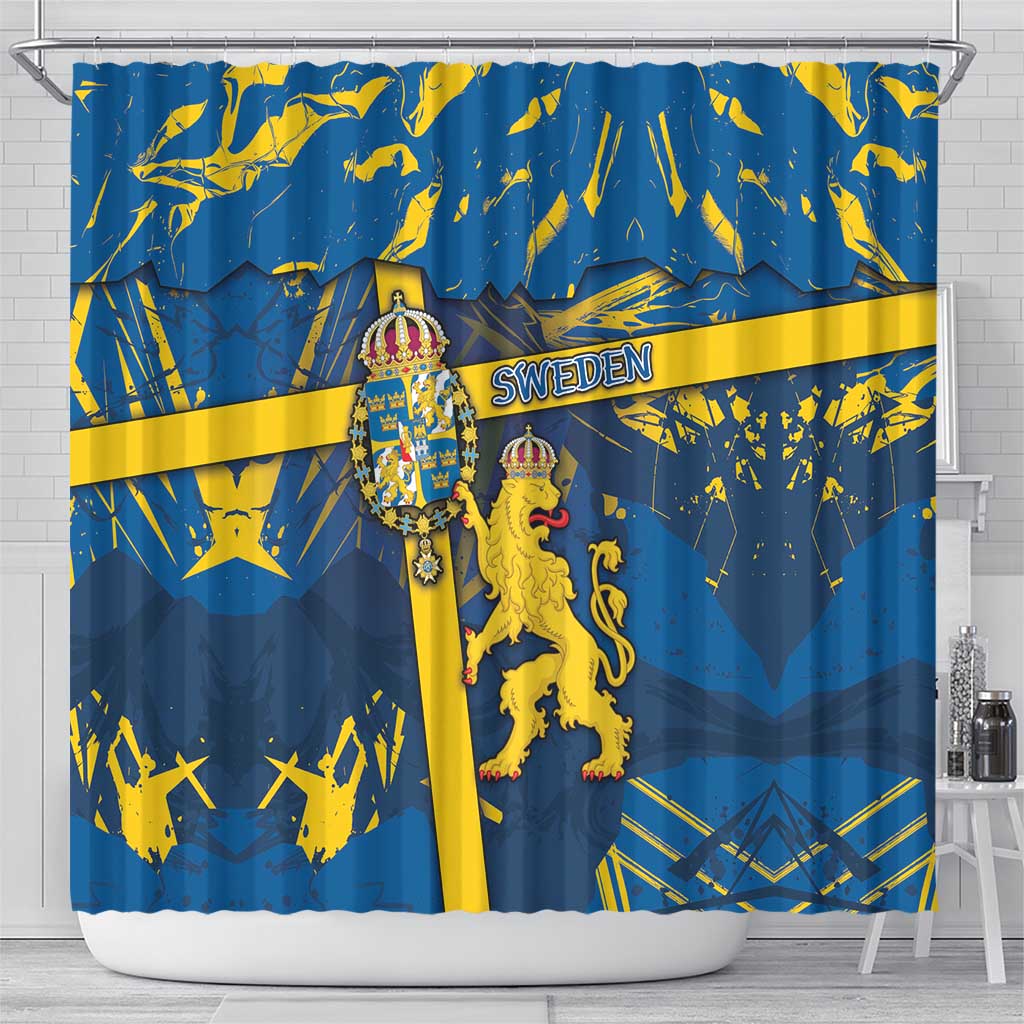 Sweden Shower Curtain Coat Of Arms Unique Style - Wonder Print Shop