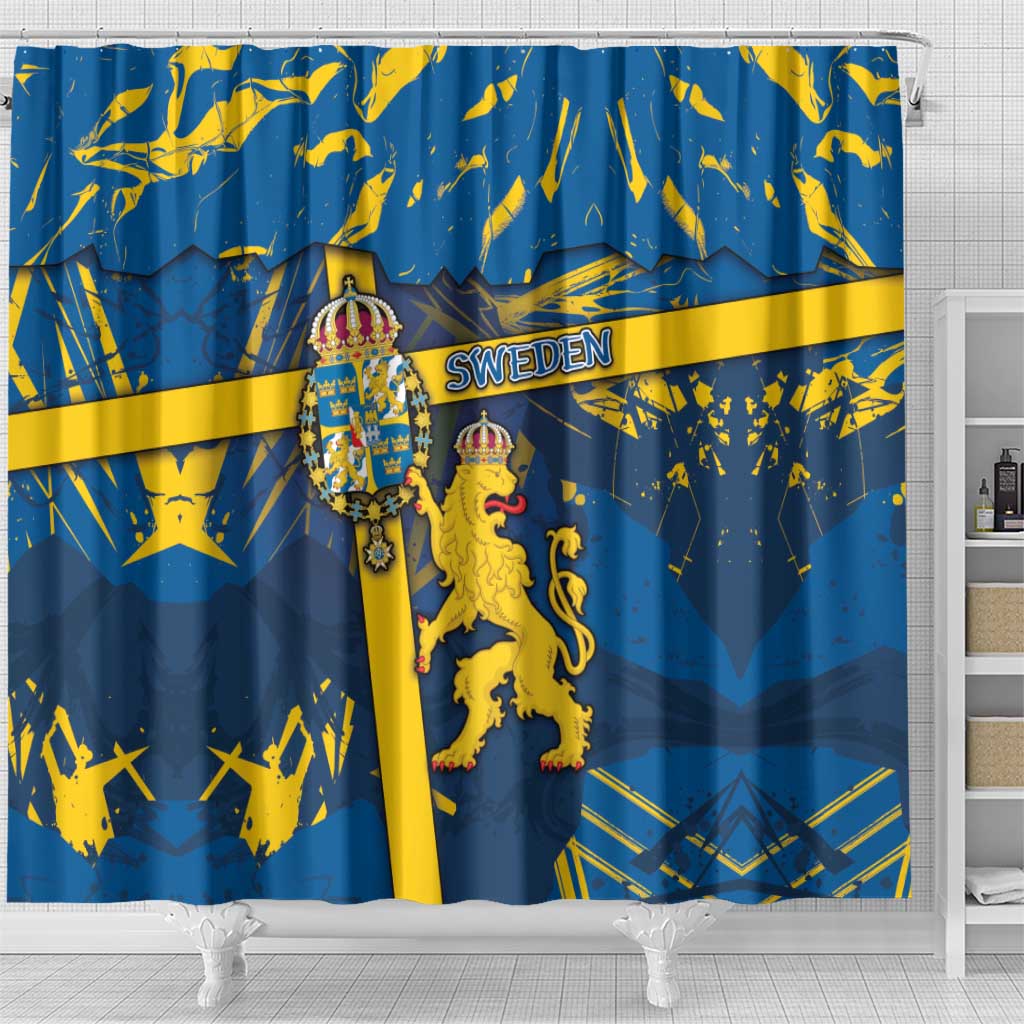 Sweden Shower Curtain Coat Of Arms Unique Style - Wonder Print Shop