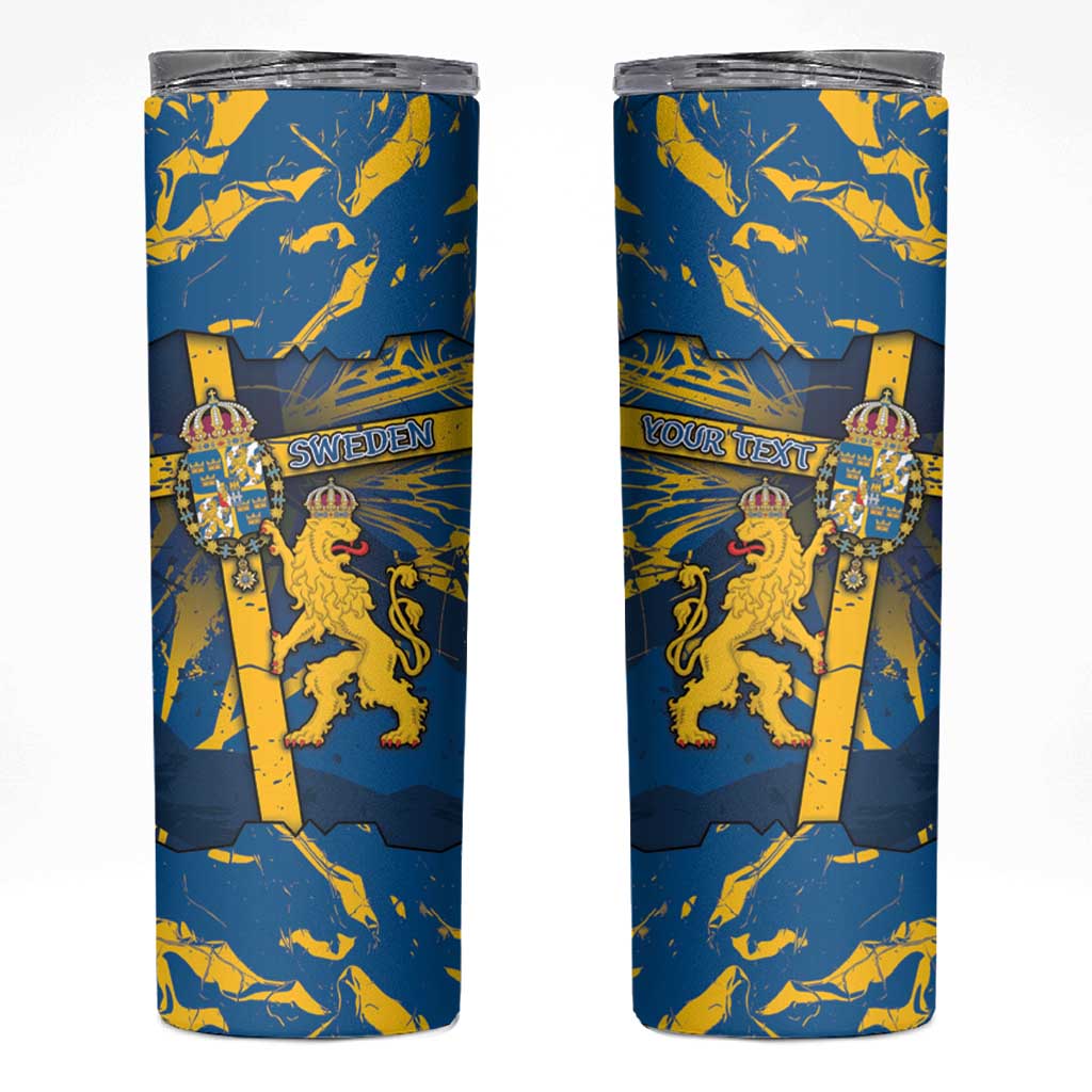 Personalized Sweden Skinny Tumbler Coat Of Arms Unique Style - Wonder Print Shop